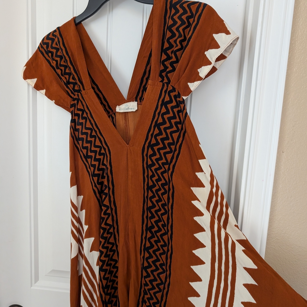 Guadalupe Designs Brown and White Patterned Maxi Dress - Picture 3 of 6